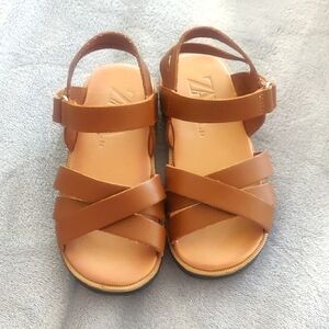 Zara Girls Sandals Size 24/8 Brown Kids Velcro